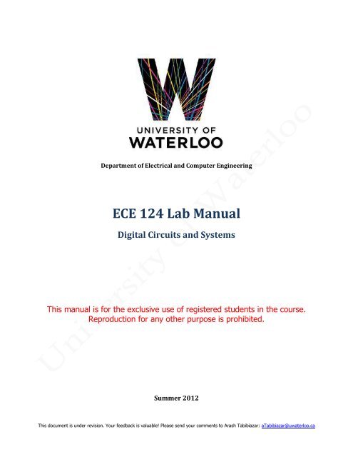 Lab Manual Summer 2012 - Electrical and Computer Engineering