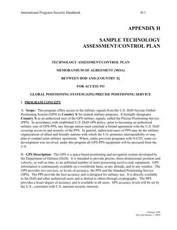 appendix h sample technology assessment/control plan - Avanco ...