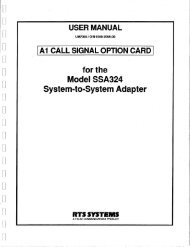 SSA-324 A1 Call Signal Option Board User Manual - RTS