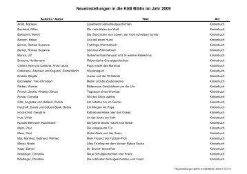 Neueinstellungen in die KÃ¶B Biblis im Jahr 2009