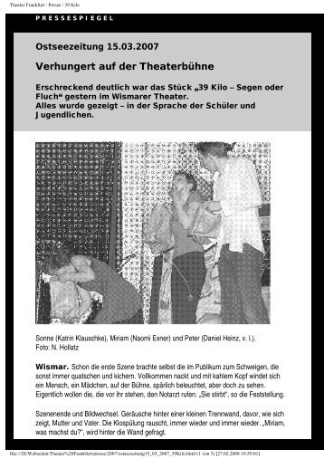 Theater Frankfurt / Presse / 39 Kilo - Theater Frankfurt - Theater im ...