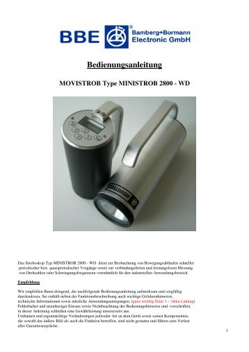Bedienungsanleitung - BBE Bamberg + Bormann Electronic Gmbh