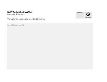 BMW Serie 3 Berlina (F30) Variazioni rispetto al ... - Automobilismo