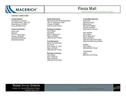 Fiesta Mall General Information Criteria - Macerich