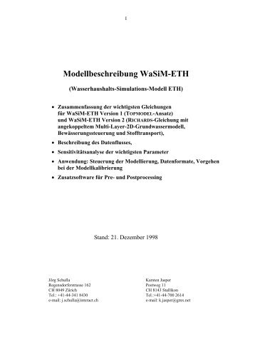 Modellbeschreibung WaSiM-ETH - Wasim.ch