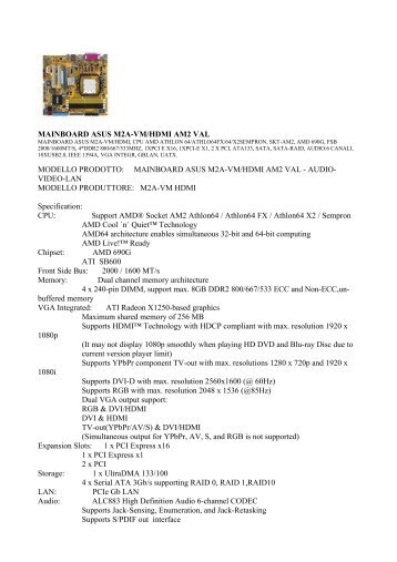 mainboard asus m2a-vm/hdmi am2 val - ASSO COMPUTER