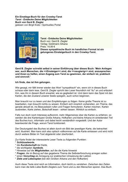 Ein Einstiegs-Buch fÃ¼r den Crowley-Tarot - Gerd Bodhi Ziegler