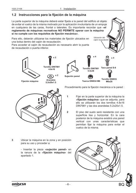 MANUAL TÃCNICO Y DE INSTALACIÃN - Unidesa