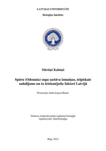 Odonata - Entomological Society of Latvia - Latvijas Daba