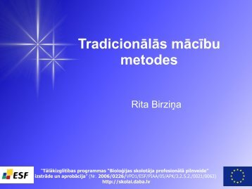 TradicionÄlÄs mÄcÄ«bu metodes - MÄjas lapa