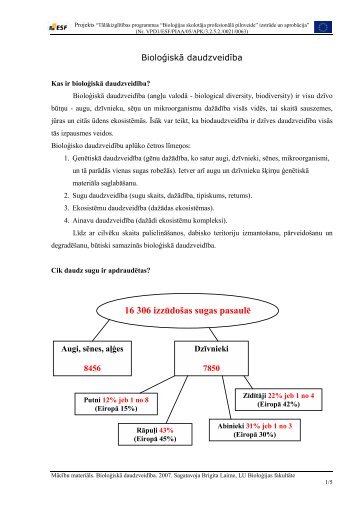 BioloÄ£iskÄ daudzveidÄ«ba - Latvijas Daba