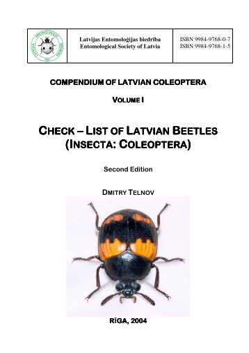 ch eck â lis t of la tvia n beetles (ins ecta : coleoptera - Entomological ...