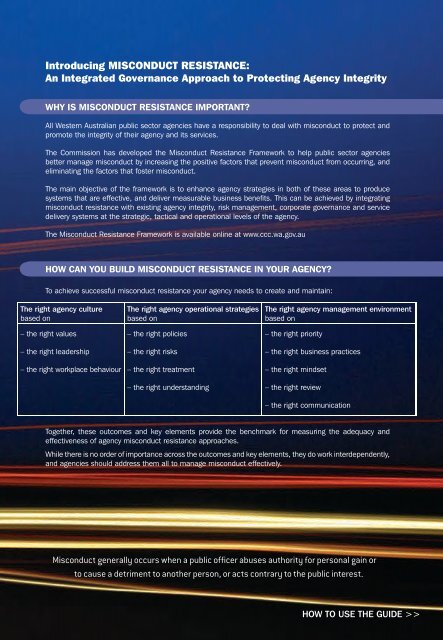 Misconduct Resistance Framework - Corruption and Crime ...