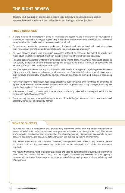 Misconduct Resistance Framework - Corruption and Crime ...