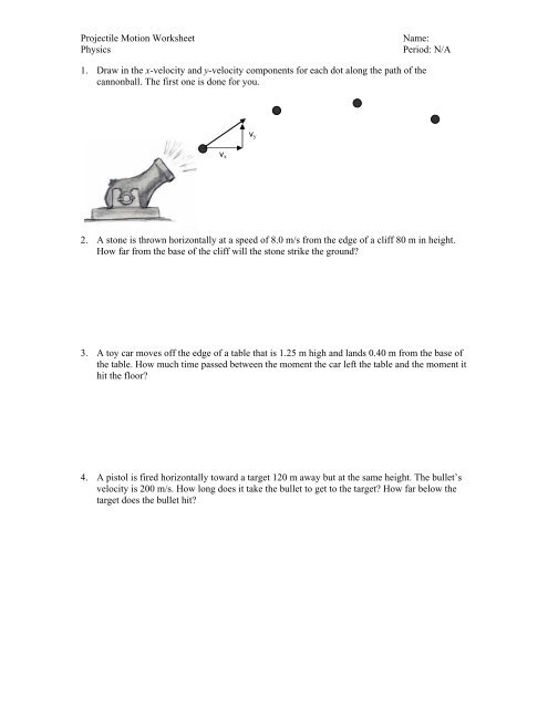 Projectile Motion Worksheets