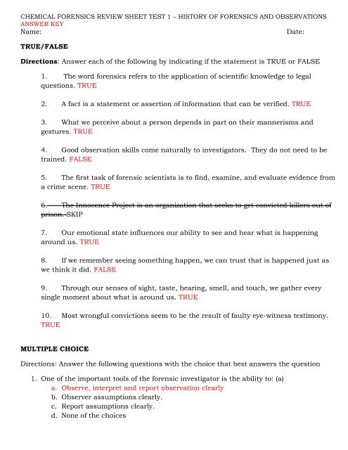 review sheet - ANSWER KEY