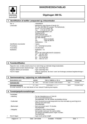 SIKKERHEDSDATABLAD Glyphogan 360 SL