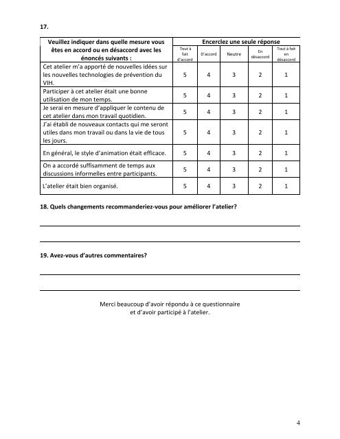 Questionnaire post-atelier