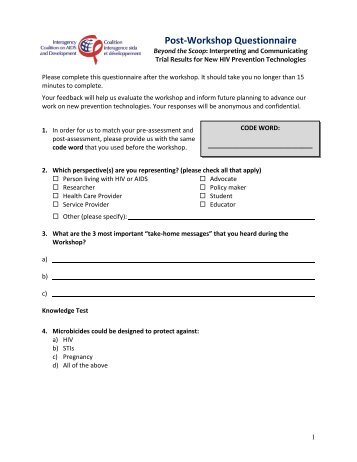 Post-Workshop Evaluation Form