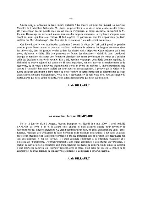 Bulletin nÂ° 2, annÃ©e 2009 - APLAES