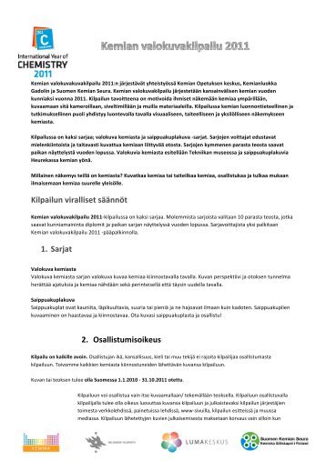 Kilpailun viralliset säännöt 1. Sarjat 2. Osallistumisoikeus