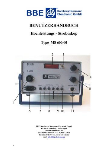 BENUTZERHANDBUCH - BBE Bamberg + Bormann Electronic Gmbh