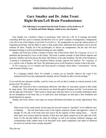 Gary Smalley and Dr. John Trent: Right-Brain/Left Brain ...