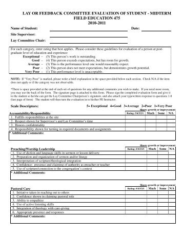 lay or feedback committee evaluation of student - Methodist ...