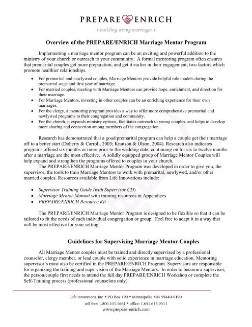PREPARE/ENRICH Marriage Mentor Program
