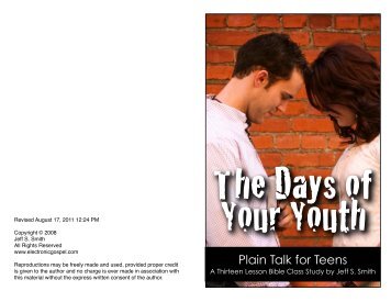 The Days of Your Youth: Plain Talk for Teens - ElectronicGospel