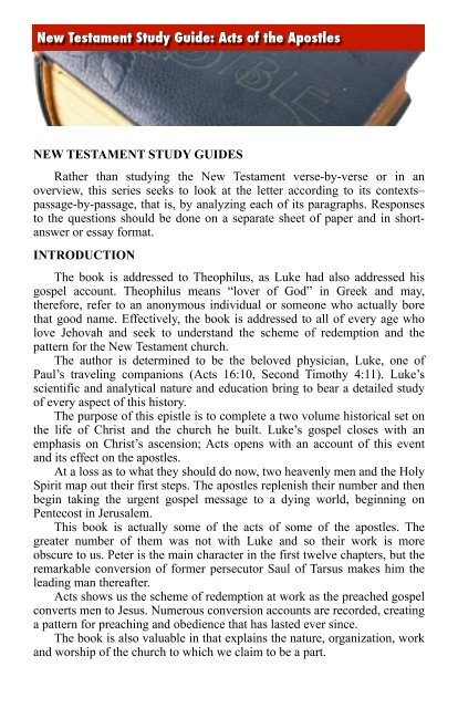 New Testament Study Guides - ElectronicGospel