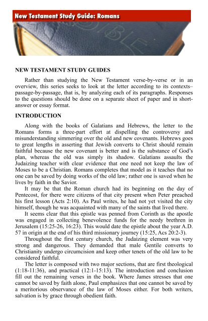 New Testament Study Guides - ElectronicGospel