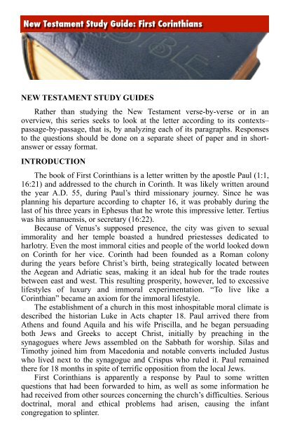 New Testament Study Guides - ElectronicGospel