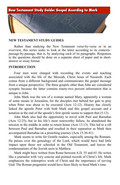 New Testament Study Guides - ElectronicGospel