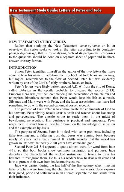 New Testament Study Guides - ElectronicGospel