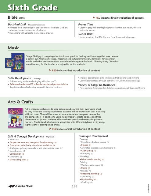 ABB Scope and Sequence 2012-Sixth Grade (PDF) - A Beka Book