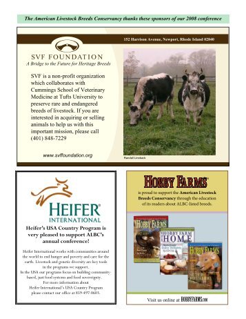 Conference Brochure - American Livestock Breeds Conservancy