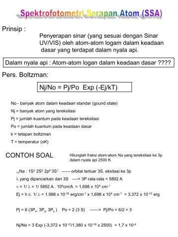 Nj/No = Pj/Po Exp (-Ej/kT) - Prof. Dr. Anna Permanasari, M.Si.