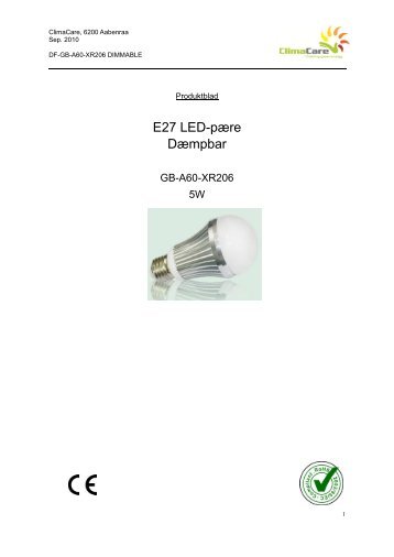 E27 LED-pÃ¦re DÃ¦mpbar - ClimaCare