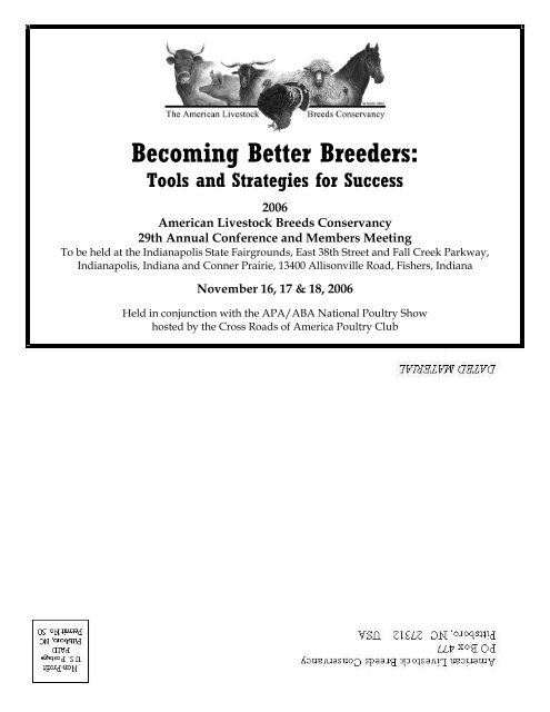 Becoming Better Breeders: - American Livestock Breeds Conservancy