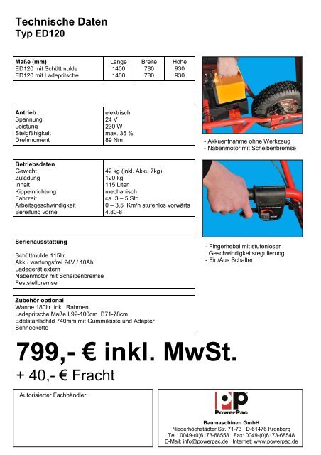 Elektro-Dumper ED120 - PowerPac  Baumaschinen GmbH