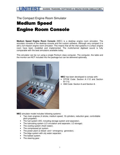 Medium Speed Medium Speed Engine Room Console Unitest