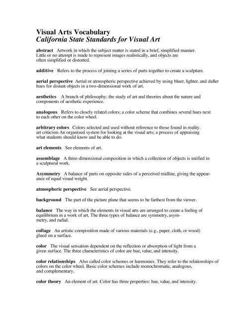 Visual Arts Vocab.pdf - San Marino High School