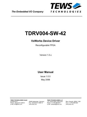 The Embedded I/O Company TDRV004-SW-42 VxWorks Device ...