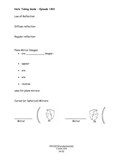 Note Taking Guide –Episode 1401 PHYSICSFundamentals Law of ...