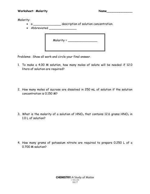 worksheet-molarity-name-chemistry