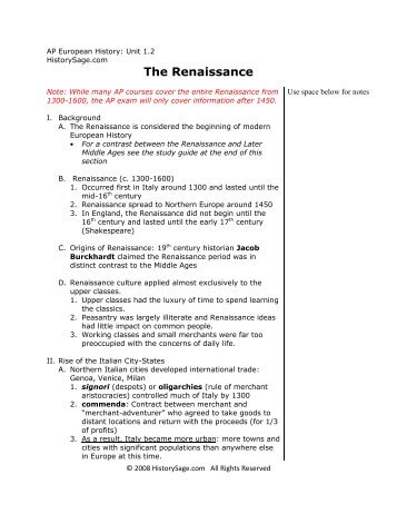 The Renaissance - historysage.com