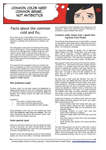 common cold information.pdf - Dorothy Waide Centre for Early ...