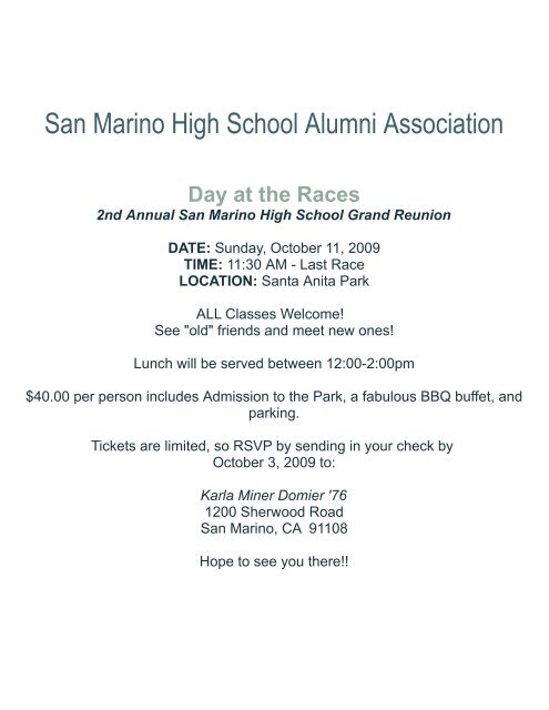 Class Reunion - San Marino High School