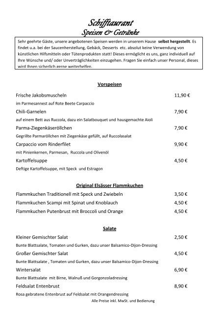Speisekarte